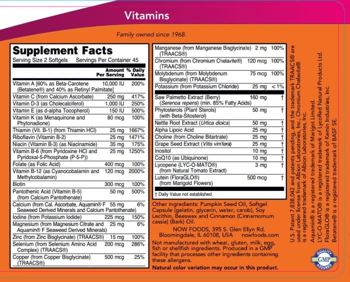Now Foods ADAM Men's Multivitamin 90 Softgels | Super Supplement