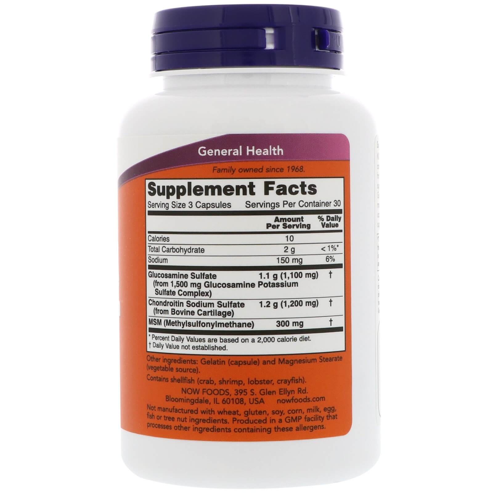 Now Foods Glucosamine & Chondroitin with MSM 90 Capsules Super Supplement