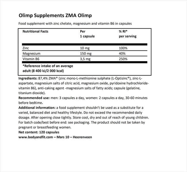 Olimp ZMA 120 Capsules Super Supplement